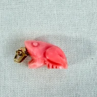 Vintage Coral Frog Charm Carved Pendant - 5