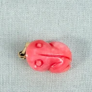 Vintage Coral Frog Charm Carved Pendant - 6