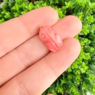 Vintage Coral Frog Charm Carved Pendant - 2
