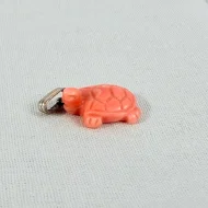 Vintage Coral Turtle Pendant Carved Charm - 3
