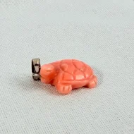 Vintage Coral Turtle Pendant Carved Charm - 4
