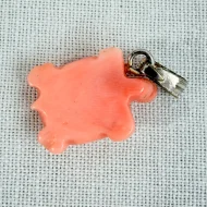 Vintage Coral Turtle Pendant Carved Charm - 6