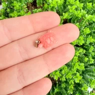 Vintage Coral Turtle Pendant Carved Charm - 2