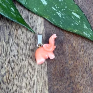 Vintage Coral Elephant Pendant Carved Charm