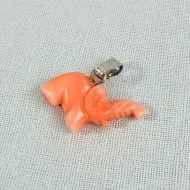 Vintage Coral Elephant Pendant Carved Charm - 3