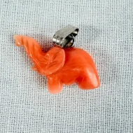Vintage Coral Elephant Pendant Carved Charm - 5