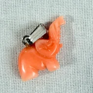 Vintage Coral Elephant Pendant Carved Charm - 6