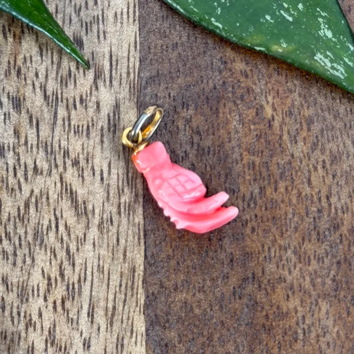 Vintage Coral Bird Pendant Carved Charm Parrot