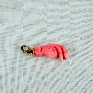 Vintage Coral Bird Pendant Carved Charm Parrot - 3