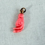 Vintage Coral Bird Pendant Carved Charm Parrot - 4