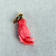 Vintage Coral Bird Pendant Carved Charm Parrot - 5