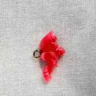 Vintage Coral Carved Elephant Pendant Charm - 5