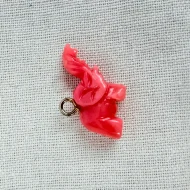 Vintage Coral Carved Elephant Pendant Charm - 6