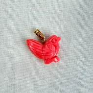 Vintage Coral Bird Pendant Carved Charm - 4