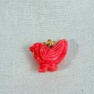 Vintage Coral Bird Pendant Carved Charm - 5