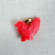 Vintage Coral Bird Pendant Carved Charm - 6