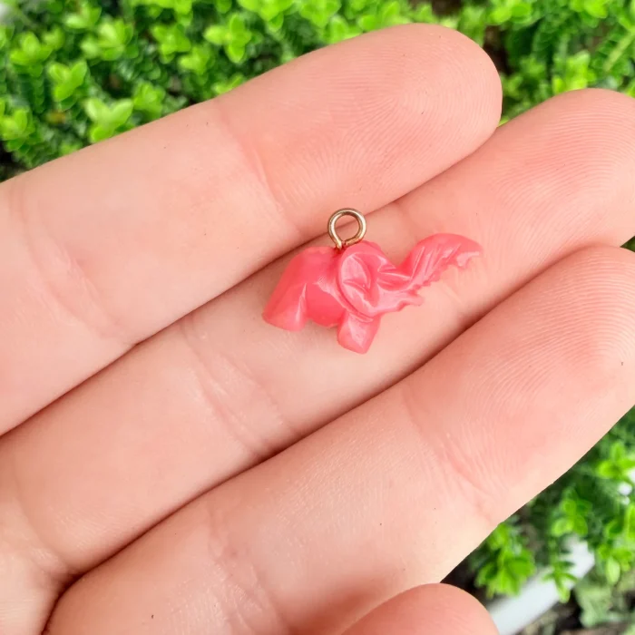 Vintage Coral Bird Pendant Carved Charm - 2