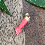 Vintage Coral Mano Figa Fist Hand Pendant Carved Charm