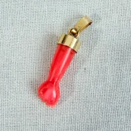 Vintage Coral Mano Figa Fist Hand Pendant Carved Charm - 5