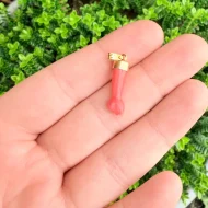 Vintage Coral Mano Figa Fist Hand Pendant Carved Charm - 2