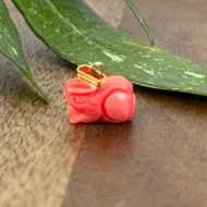 Vintage Coral Carved Rabbit Charm Pendant