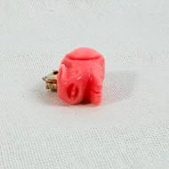 Vintage Coral Carved Rabbit Charm Pendant - 5