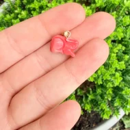 Vintage Coral Carved Rabbit Charm Pendant - 2