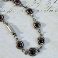 Vintage Sterling Silver Tourmaline Fancy Cabachon Bracelet - 9