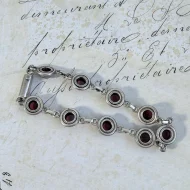 Vintage Sterling Silver Tourmaline Fancy Cabachon Bracelet - 10