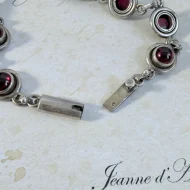 Vintage Sterling Silver Tourmaline Fancy Cabachon Bracelet - 11