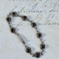 Vintage Sterling Silver Tourmaline Fancy Cabachon Bracelet - 3