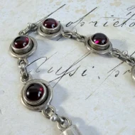 Vintage Sterling Silver Tourmaline Fancy Cabachon Bracelet - 5