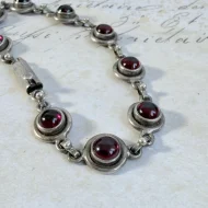 Vintage Sterling Silver Tourmaline Fancy Cabachon Bracelet - 6
