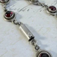 Vintage Sterling Silver Tourmaline Fancy Cabachon Bracelet - 7