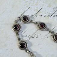 Vintage Sterling Silver Tourmaline Fancy Cabachon Bracelet - 8