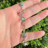 Vintage Sterling Silver Blue Gemstone Fancy Cabochon Bracelet - 2
