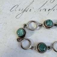 Vintage Sterling Silver Blue Gemstone Fancy Cabochon Bracelet - 3