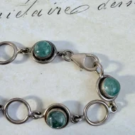 Vintage Sterling Silver Blue Gemstone Fancy Cabochon Bracelet - 4