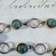 Vintage Sterling Silver Blue Gemstone Fancy Cabochon Bracelet - 5