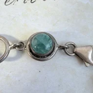 Vintage Sterling Silver Blue Gemstone Fancy Cabochon Bracelet - 6