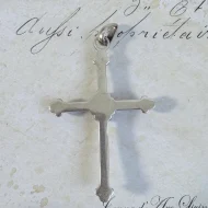 Vintage Sterling Silver Glass Large Cross Pendant - 3