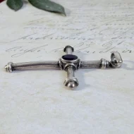 Vintage Sterling Silver Glass Large Cross Pendant - 5