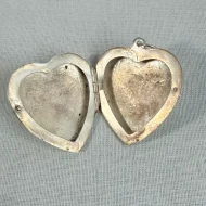 Vintage Sterling Silver Heart Photo Locket Large Etched Pendant - 3