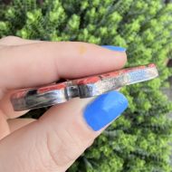 Sterling Silver Bear Pendant, Spiny Oyster Mosaic Opal Inlay, Native American Navajo - Image 6