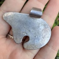 Sterling Silver Bear Pendant, Spiny Oyster Mosaic Opal Inlay, Native American Navajo - Image 7