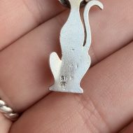 Vintage Sterling Silver Cat Pendant Paste 3D Cute - Image 3