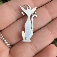 Vintage Sterling Silver Cat Pendant Paste 3D Cute - Image 4