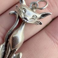 Vintage Sterling Silver Cat Pendant Paste 3D Cute - Image 5