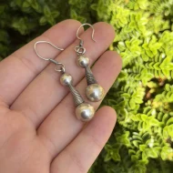 Vintage Sterling Silver 925 Ball Drop Earrings Coiled Wire Modernist Hallmarked - Image 2