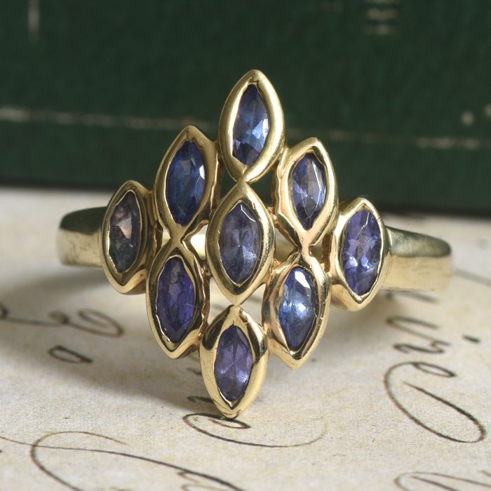 Vintage 9ct Gold Tanzanite Ring Marquise Violet December Birthstone Ladies
